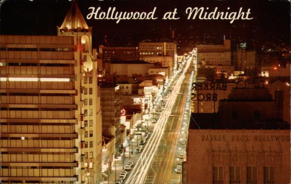 Midnight along Hollywood Boulevard, the City of the Stars California
