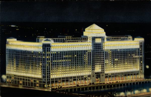 Merchandise Mart by Night Chicago Illinois