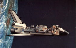 A key shuttle payload is Spacelab Center Postcard