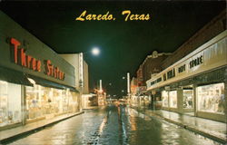 Night Scene looking South on Convent Avenue Laredo, TX Postcard Postcard