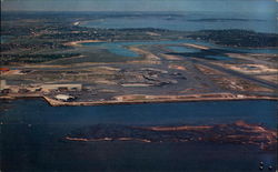 Aerial View of Logan International Airport Boston, MA Postcard Postcard