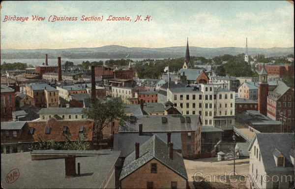 Birdseye View of Business Section Laconia New Hampshire