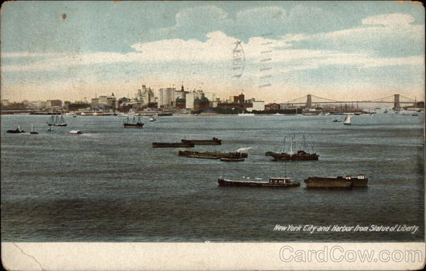 City and Harbor from Statue of Liberty New York