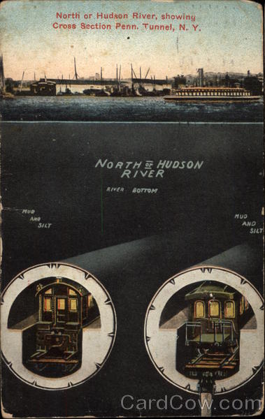 North or Hudson River, showing Cross Section Penn. Tunnel New York