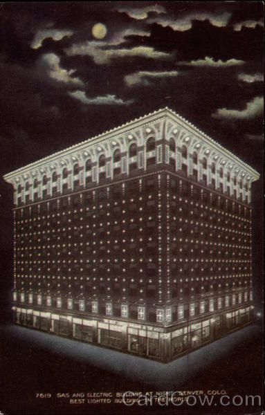Gas and Electric Building at Night Denver Colorado