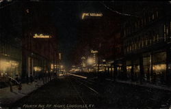 Fourth Ave. at Night Louisville, KY Postcard Postcard
