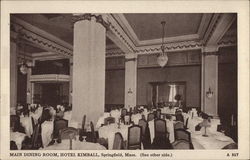 Main Dining Room, Hotel Kimball Springfield, MA Postcard Postcard