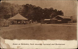Scene at Berkshire Park Showing Carousal and Restaurant Postcard