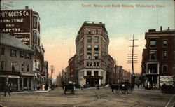 South Main and Bank Streets Waterbury, CT Postcard Postcard