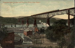 Poughkeepsie Bridge and Hudson River Day Boats Postcard