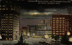 Pontchartrain Hotel and Hammond Building by Night Postcard