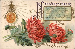 November Birthday Greetings Postcard