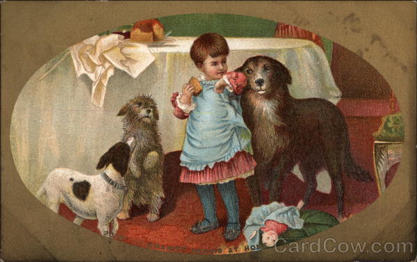 A Child with Three Dogs