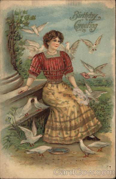 Woman Surrounded by White Birds Women