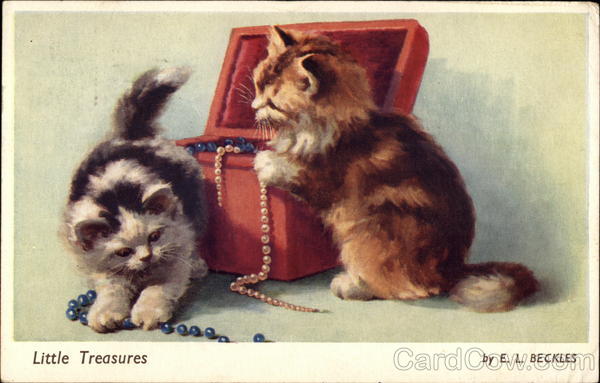 Two Kittens in Jewelry Box E. L. Beckles Cats