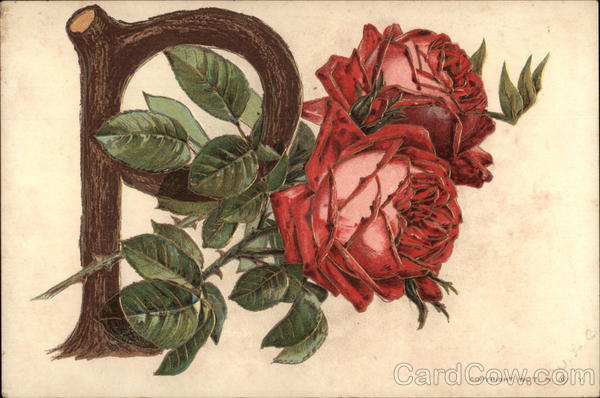 Roses Entertwined with a P Alphabet Letters