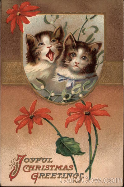Joyful Christmas Greetings With Cats