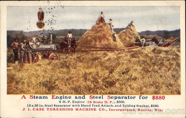 Case Steam Engine and Steel Separator Advertising