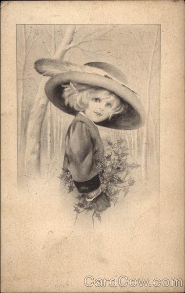 Girl In Hat Carrying Holly Girls