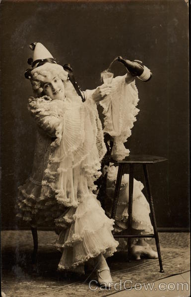 Clown Pouring a Glass of Wine New Year's