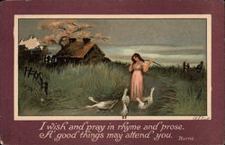 I Wish and Pray in Rhyme and Prose, A' Good Things May Attend You Postcard