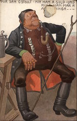 Man with Pipe and Stick Postcard