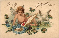 To My Sweetheart, with Cupid and Doves Postcard Postcard