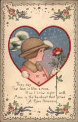Love is Like a Rose, with Little Girl Postcard