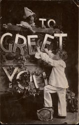 To Greet You - children Greetings Postcard Postcard