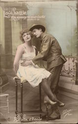 Love Battle The enemy is mistrustful Postcard