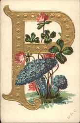 P With Flowers Postcard