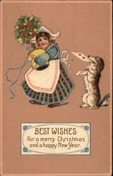 Dutch Girl with dog Dutch Children Postcard Postcard
