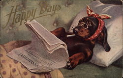 Happy Days, with Sick Dog Recovering on Sofa Postcard