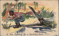 A Man and an Alligator Postcard