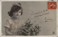 Girl Holding Flowers Postcard