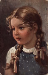 Little Girl with Pigtails Postcard
