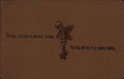 To Fall in Love is Awfully Simple Cupid Postcard Postcard