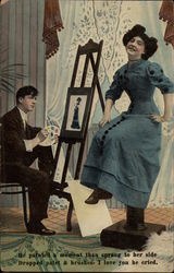 Man Painting Woman Postcard