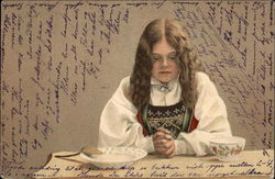 Dutch Girl Praying at the Table Postcard