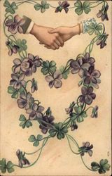 Heart of Violets and Hand Shake Postcard