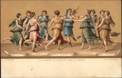 La danza d'apollo con le muse Art Postcard Postcard