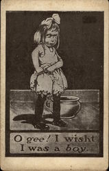 O gee! I wisht I was a boy Postcard