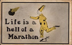 Life is a Hell of a Marathon Comic, Funny Postcard Postcard