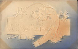 Enbossed Horsehoe & Flowers Postcard