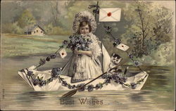 Little Girl Floating in a Boat Postcard