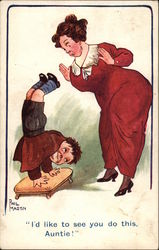 Woman and Boy Postcard