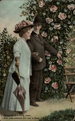 He Led Her to a Shady Bower, With Vines Entwined and Rose in Flower Couples Postcard Postcard