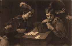 Men Betting on Cards Postcard