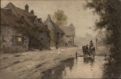 Village Street in the Rain Postcard