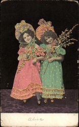 Two Women with Flowers Postcard